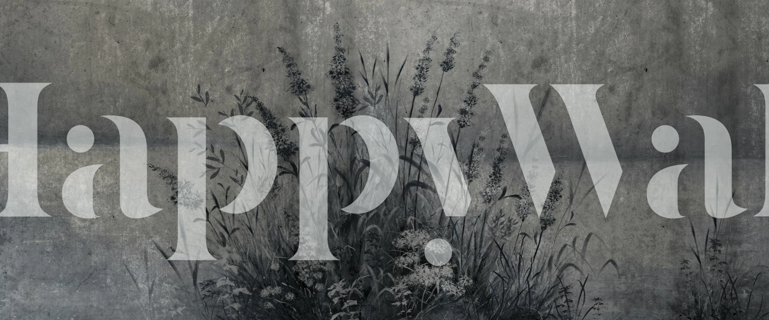 Gray pampas grass flowers on textured cement background wallpaper