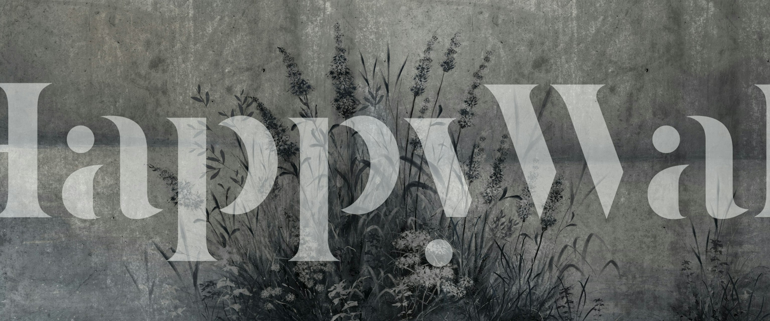 Gray pampas grass flowers on textured cement background wallpaper