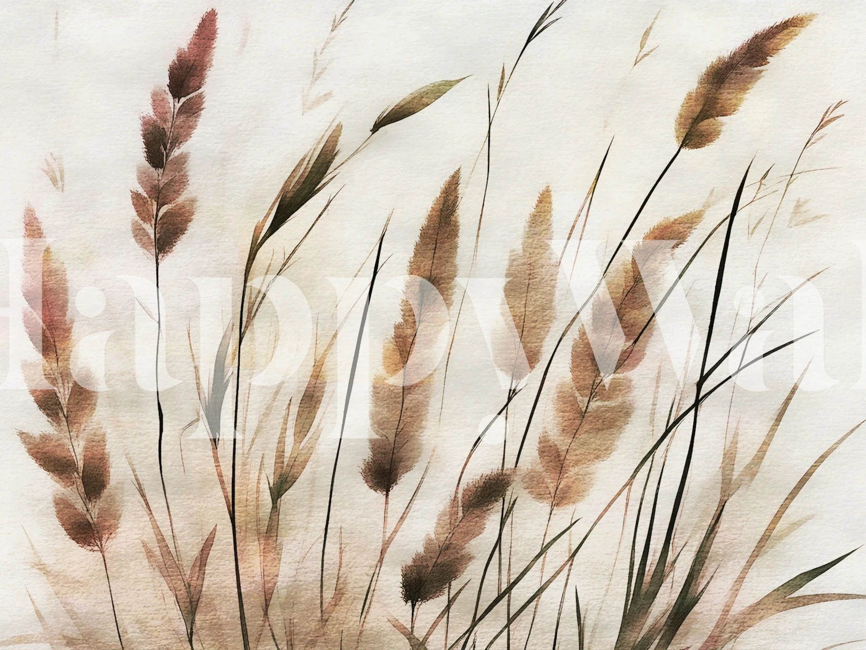 Tapeta Pampas Grass Watercolor w pokoju