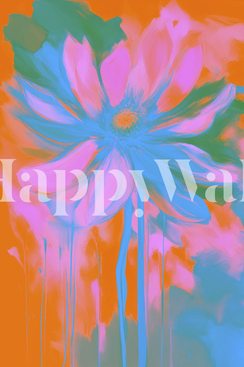 Mural de parede Dream Flower estilizado abstrato em cores vibrantes