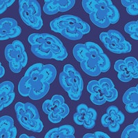 FLOATING LILIES Abstract Floral - Dark Blue papel de parede