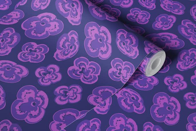 FLOATING LILIES Abstract Floral - Purplewallpaper roll