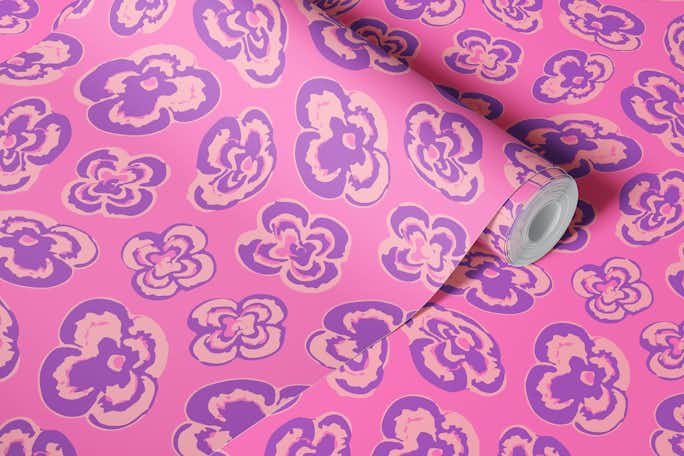 FLOATING LILIES Abstract Floral - Purple Pinkwallpaper roll