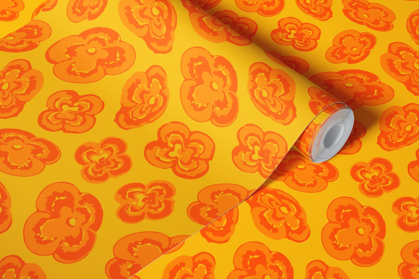 FLOATING LILIES Abstract Floral - Yellow wallpaper roll