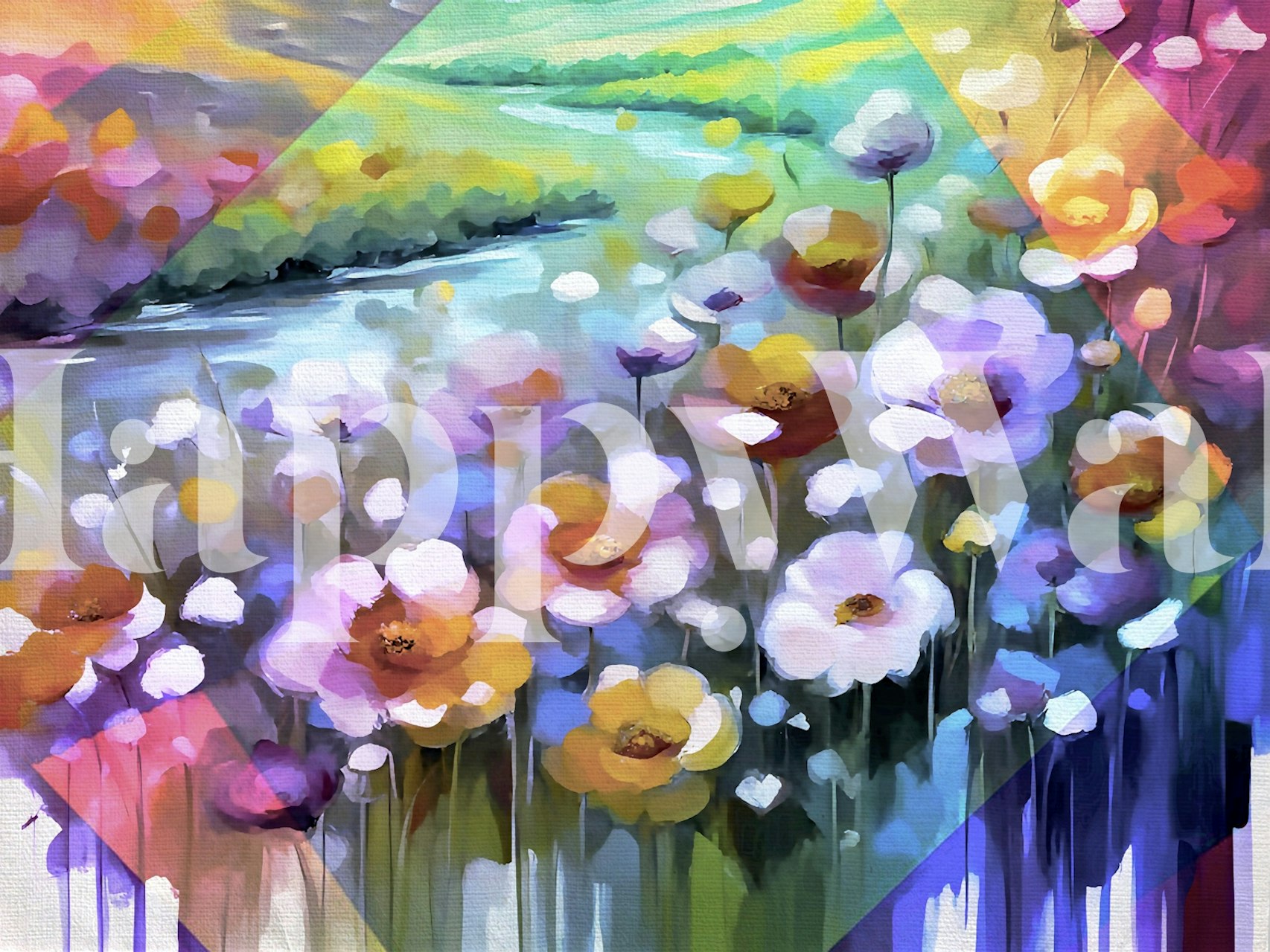 Tapeta Groovy Flower Meadow u sobi