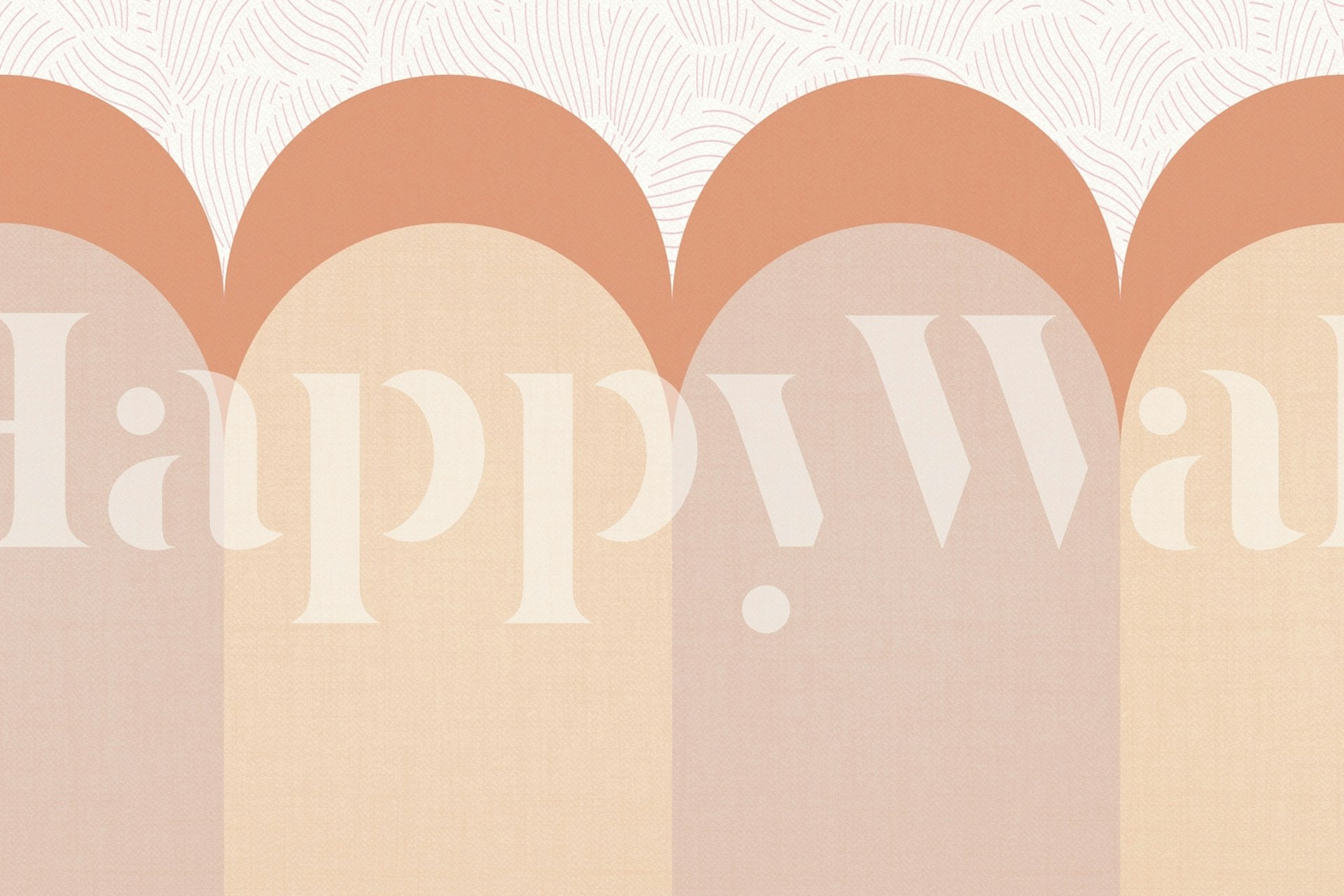 Peach and beige arched pattern wallpaper, Art Deco style