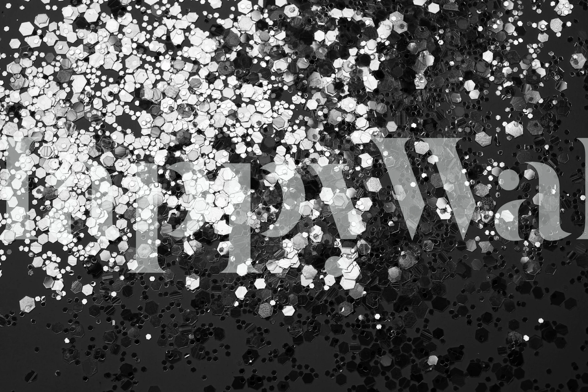 Black and silver glitter wallpaper with hexagonal patterns