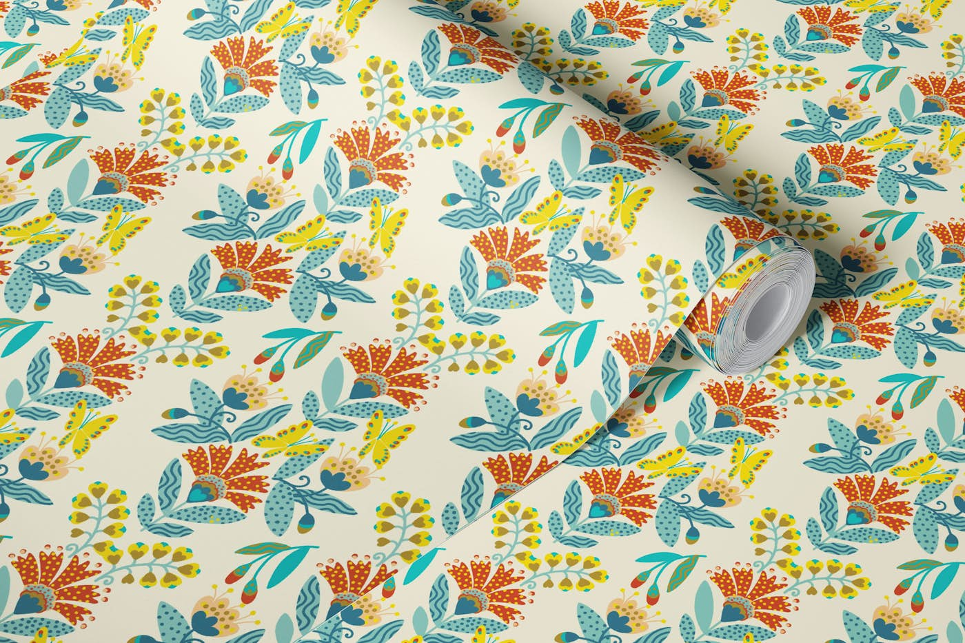 Scandi wonderland flowers wallpaper roll