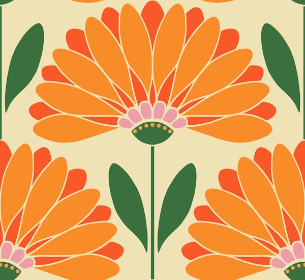 Orange Daisies with Green Leaves - Large