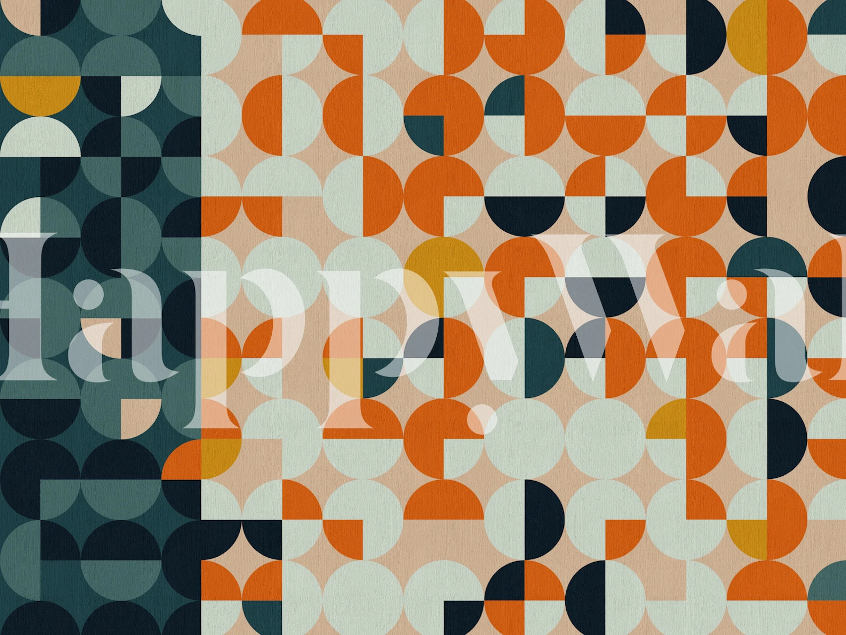 Mid century Bauhaus circles tapet i et rum