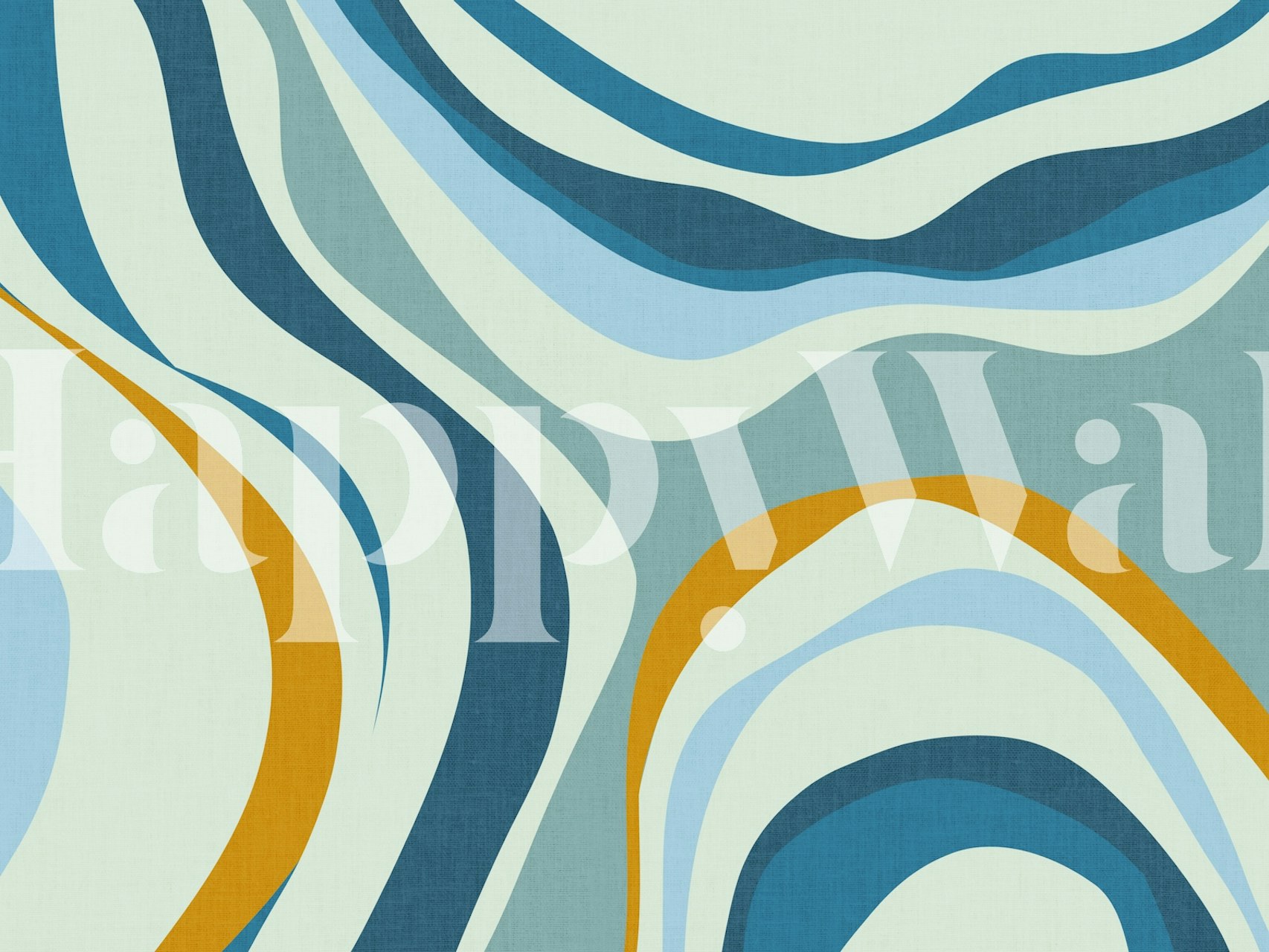 Retro styled wallpaper with blue and orange waves