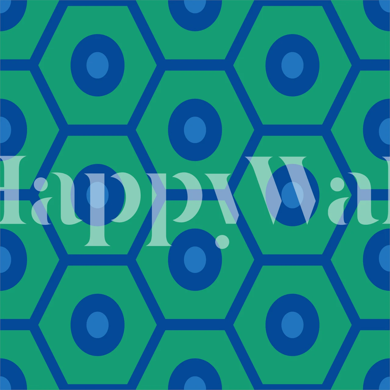 Hexagon geometric wallpaper design in a room