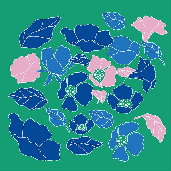 Forest Green Poppy Floral pattern