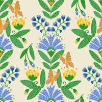 Scandinavian folk flowers wallpaper