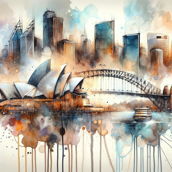 Sydney Harbour in Watercolor