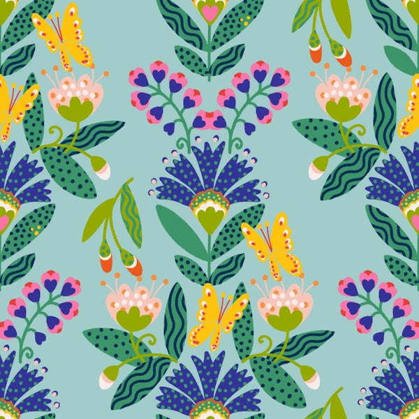 blue scandi floral paradise