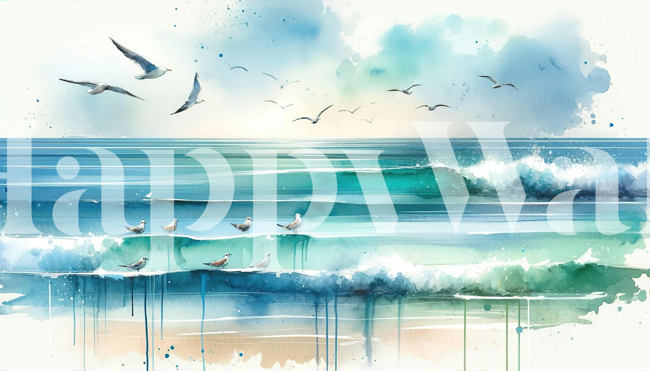 Papel pintado Serene seascape en una habitación