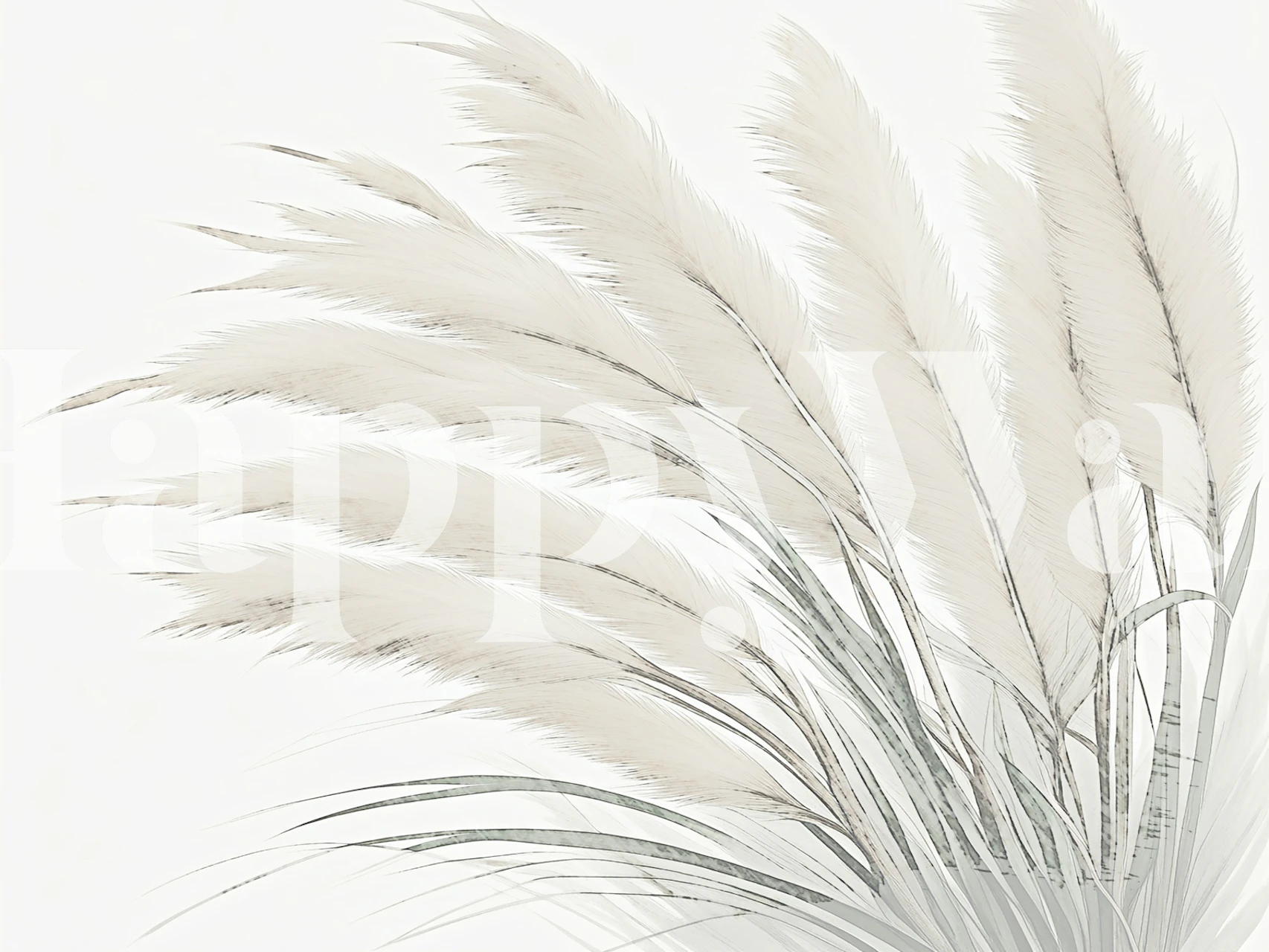 Fototapeta z trawą pampasową w delikatnych odcieniach bieli