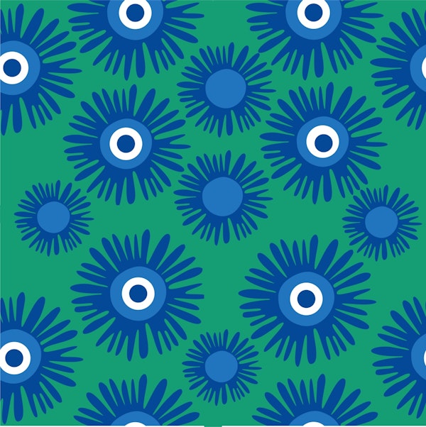 Green grass blue flower eye