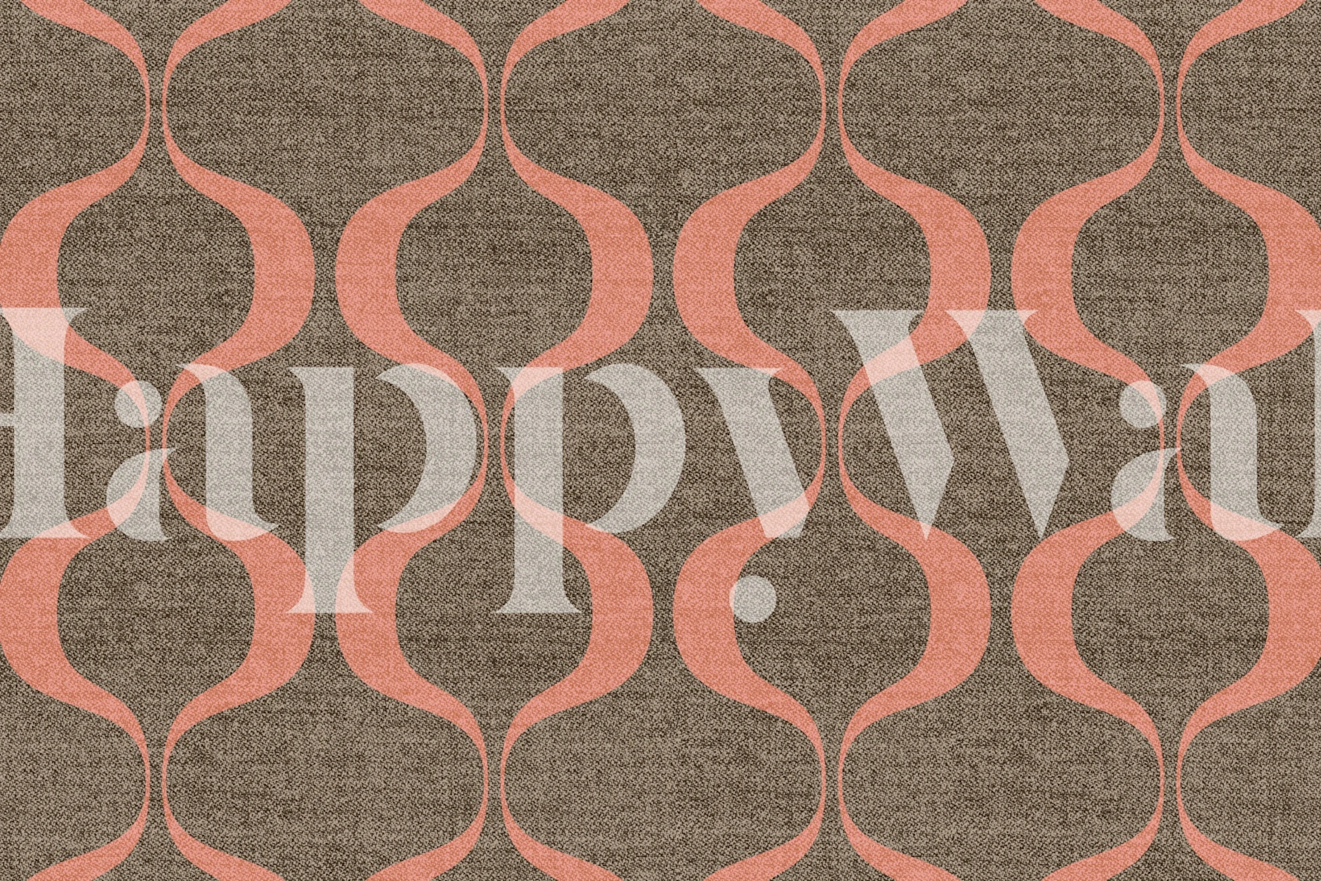 Carta da parati con motivi intrecciati in stile anni Settanta con calde tonalità della terra e forme curve.