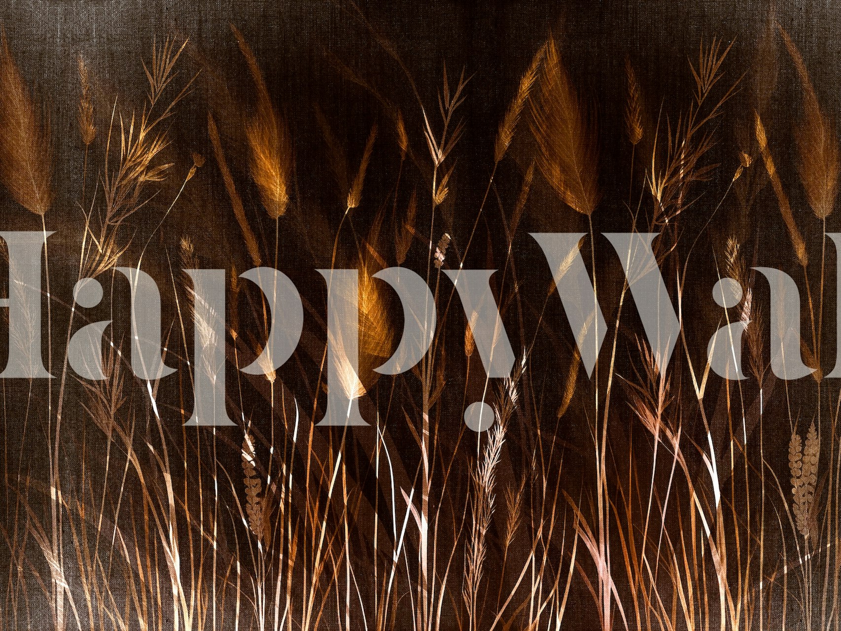 Moody grass meadow wallpaper with brown tones and dark background