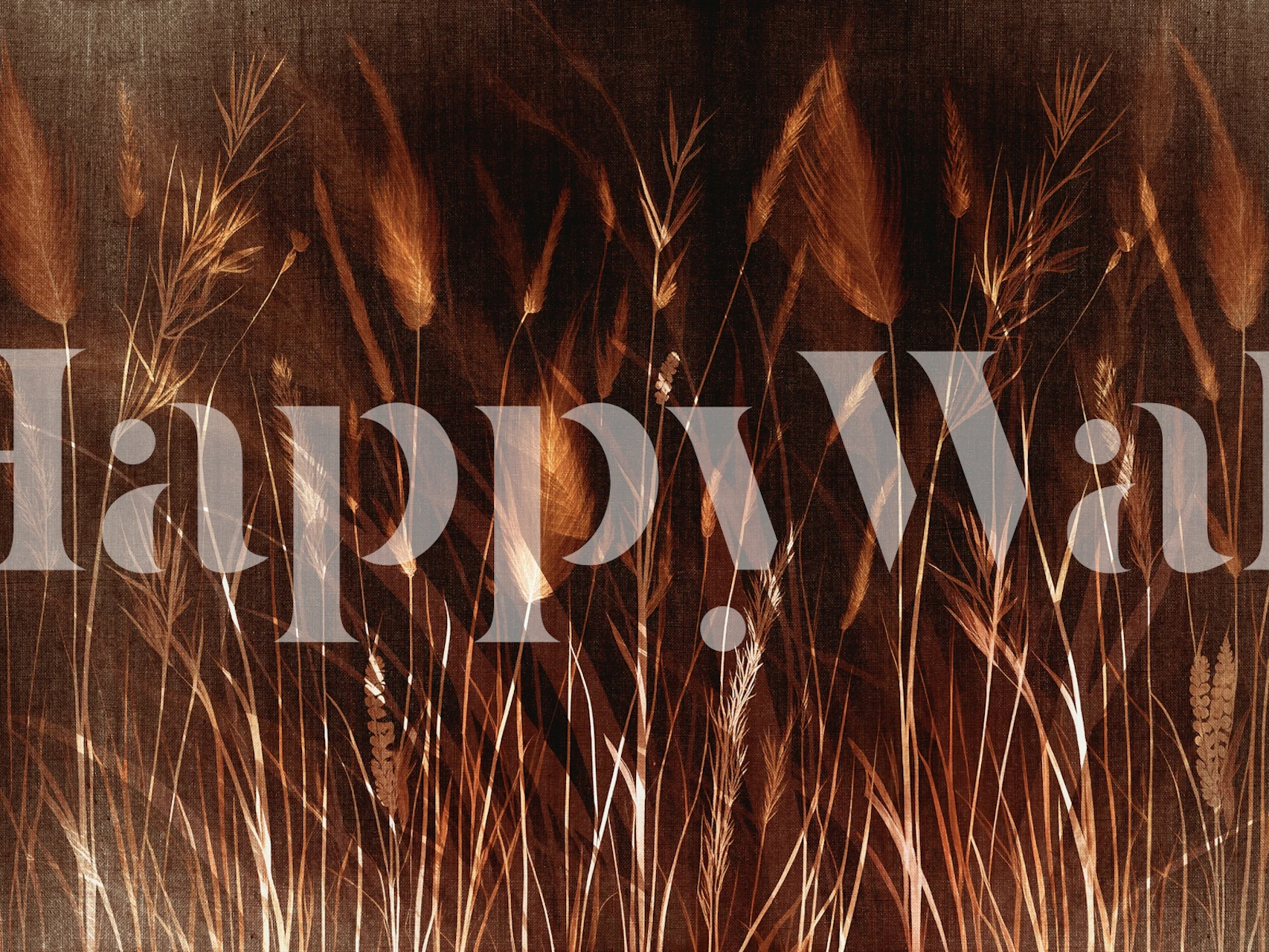 Moody grass meadow wallpaper with brown tones and dark background
