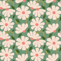 Wild Daisies pattern - green carta da parati