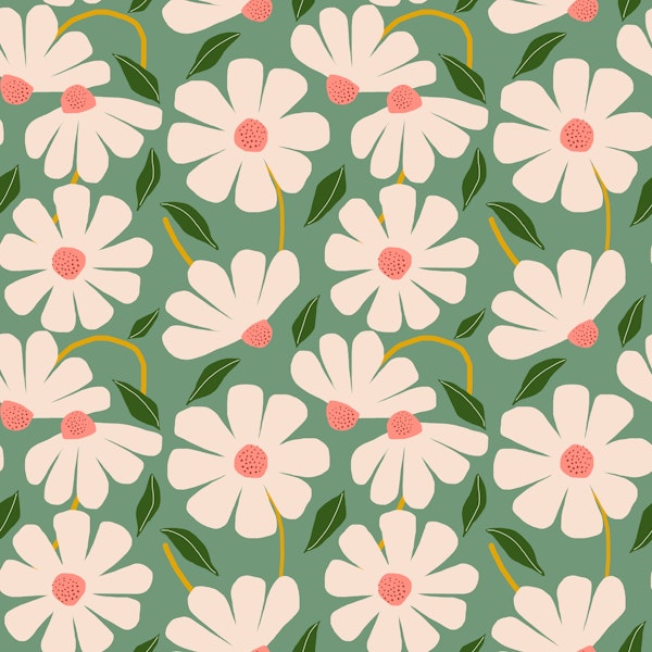Wild Daisies pattern - green