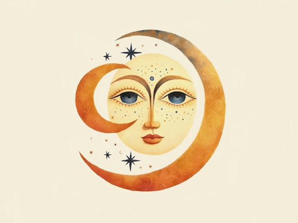 Whimsical Moon Watercolor Art