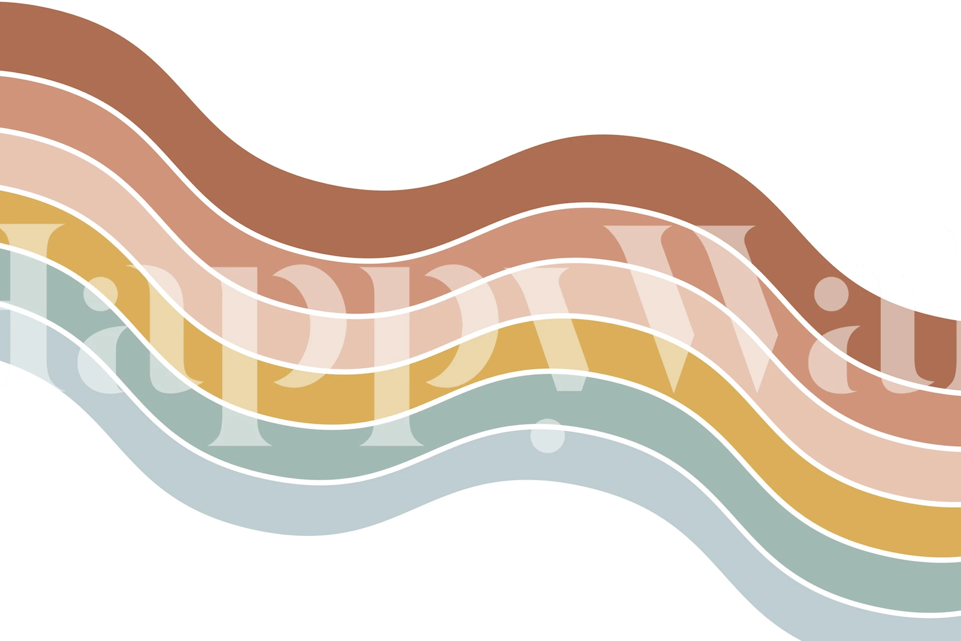 Boho Rainbow Vibes wall mural with earthy-toned wavy stripes