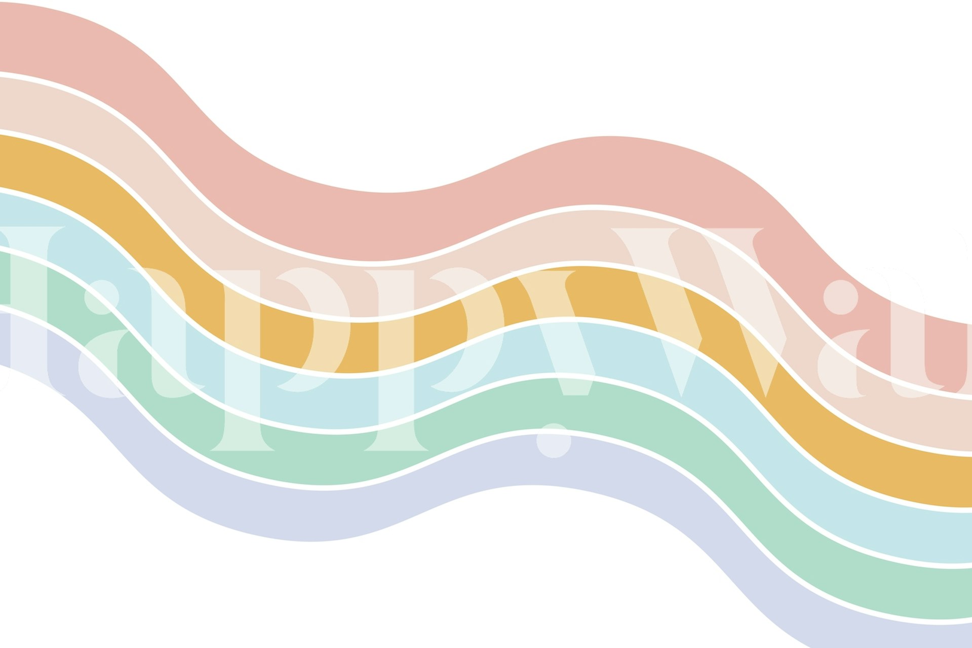 Vagues pastel en rose, bleu, vert et jaune wallpaper