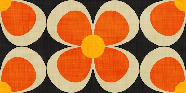 Groovy Geometric Floral Orange on Brown