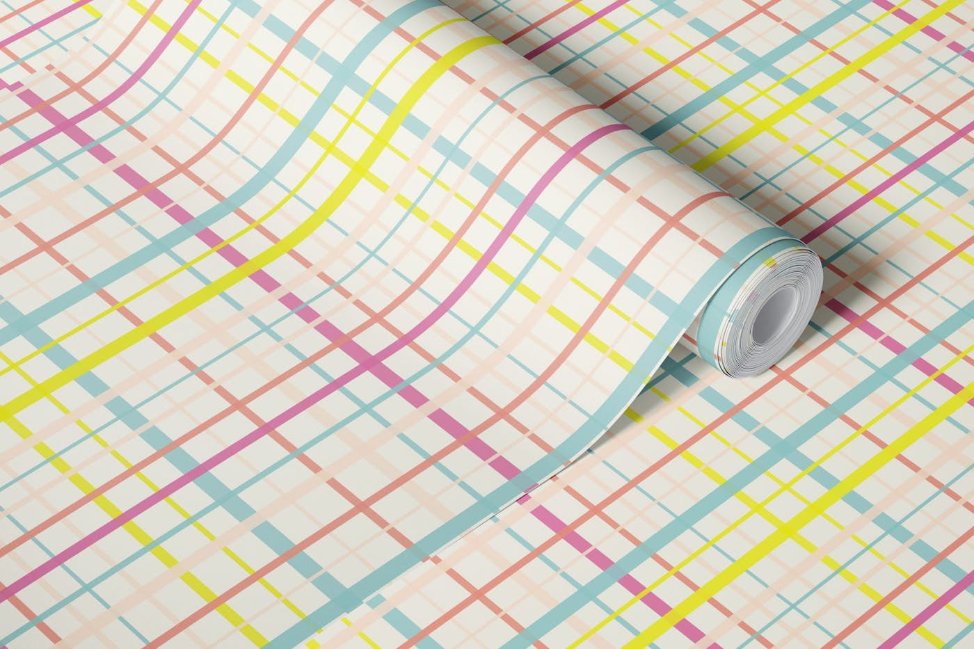 candy coloured gingham wallpaper roll