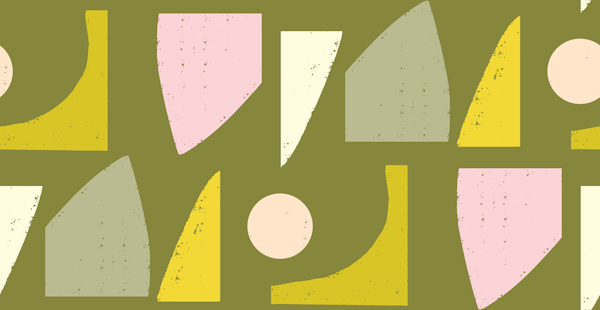 Mod Lime Abstract Olive- Mid Century Shapes