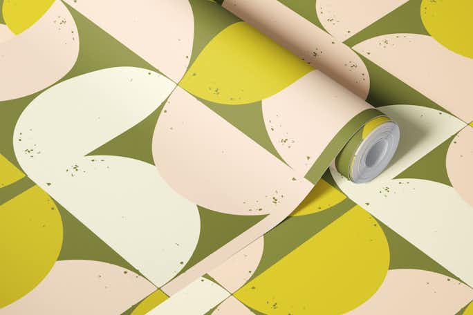 Mod Semi Circles Olive- Mid Century Shapeswallpaper roll