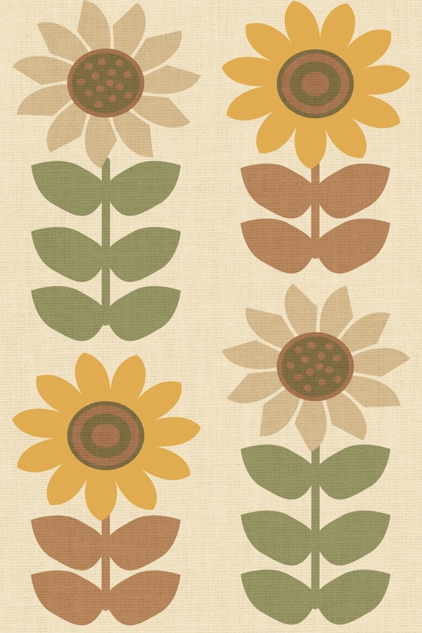 Retro Sunflowers Fall Mid Century