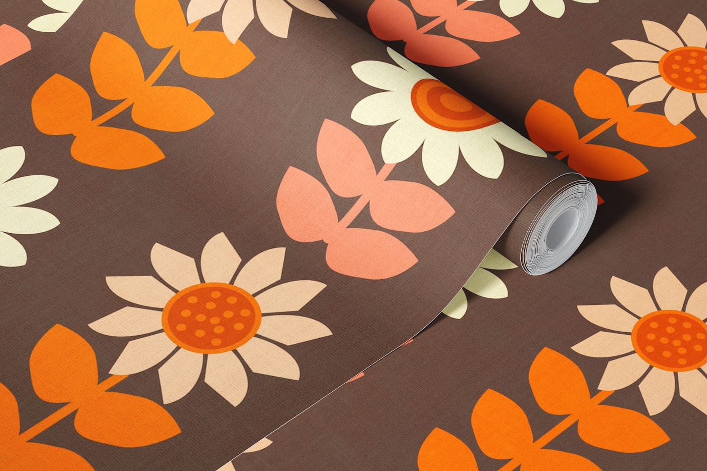 Mid Century Modern Flowers wallpaper roll