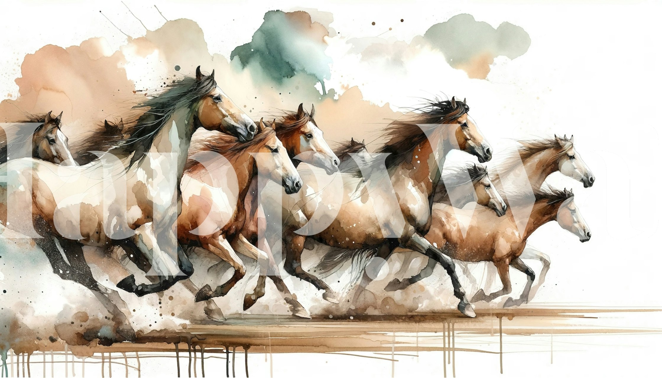Horses galloping tapetdesign i ett rum