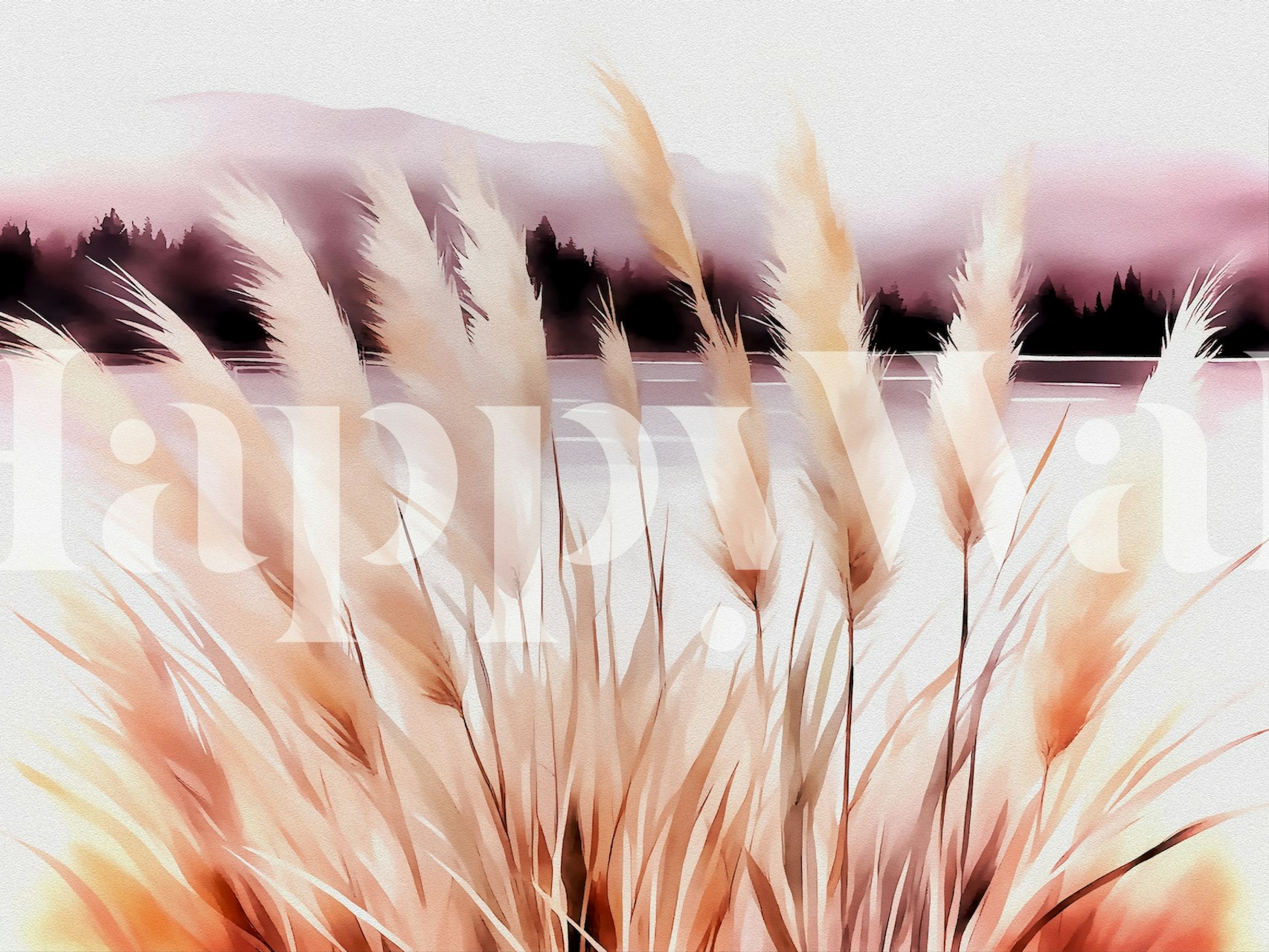 Papel pintado Grass Field en un entorno de habitación.