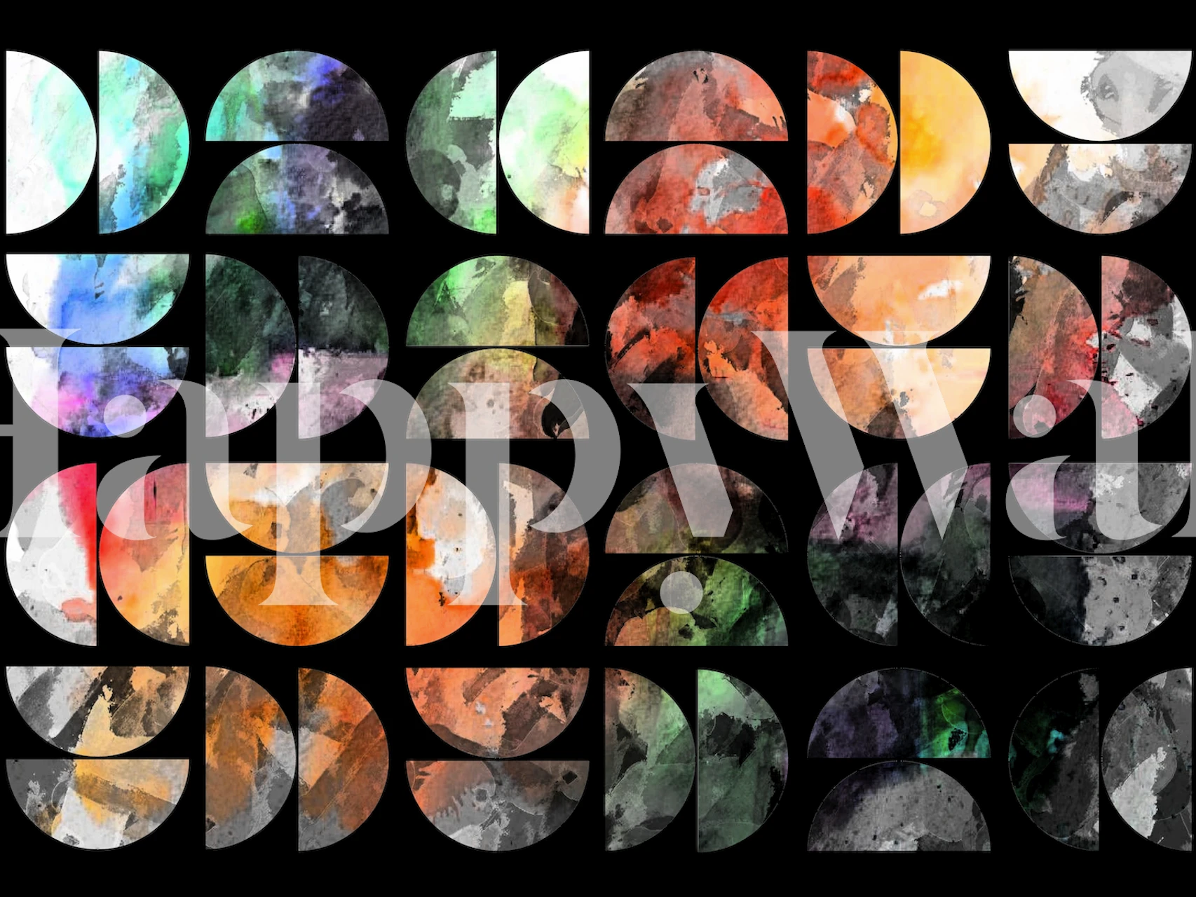 Mid Century Watercolor Grunge wallpaper in room