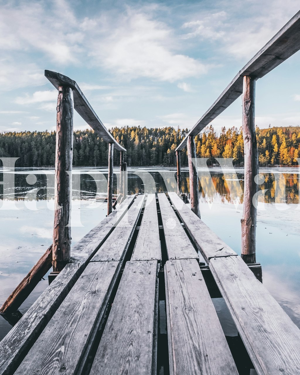Lake jetty behang in een gezellige kamer