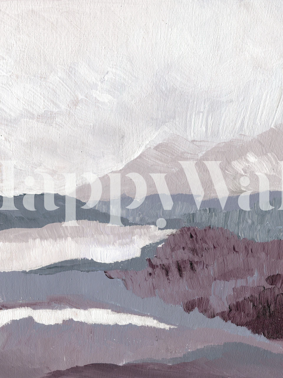 Abstrakt drömskt landskap tapet med lager av lila, blått och vitt