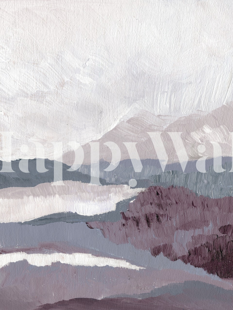 Abstrakt drömskt landskap tapet med lager av lila, blått och vitt