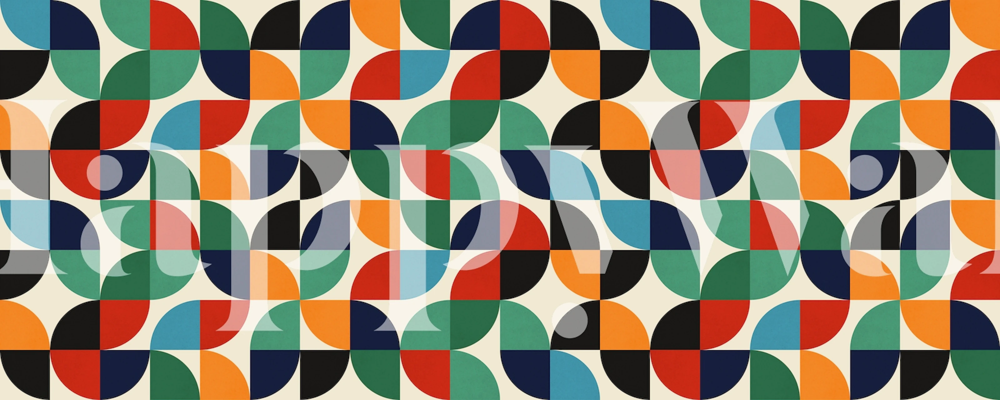 Overlapping colorful circles wallpaper on display