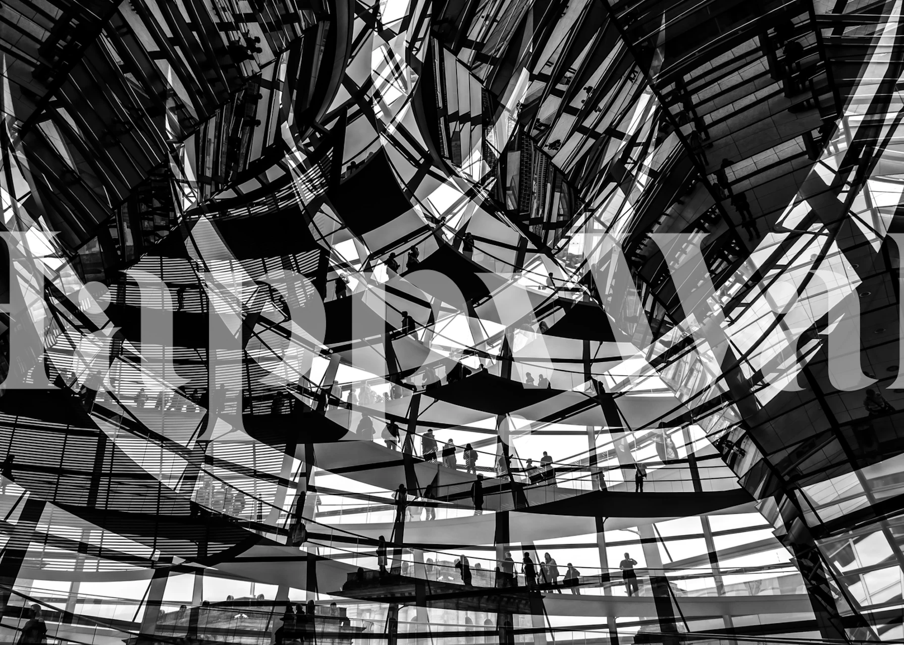 Modern architectural design in black and white wallpaper