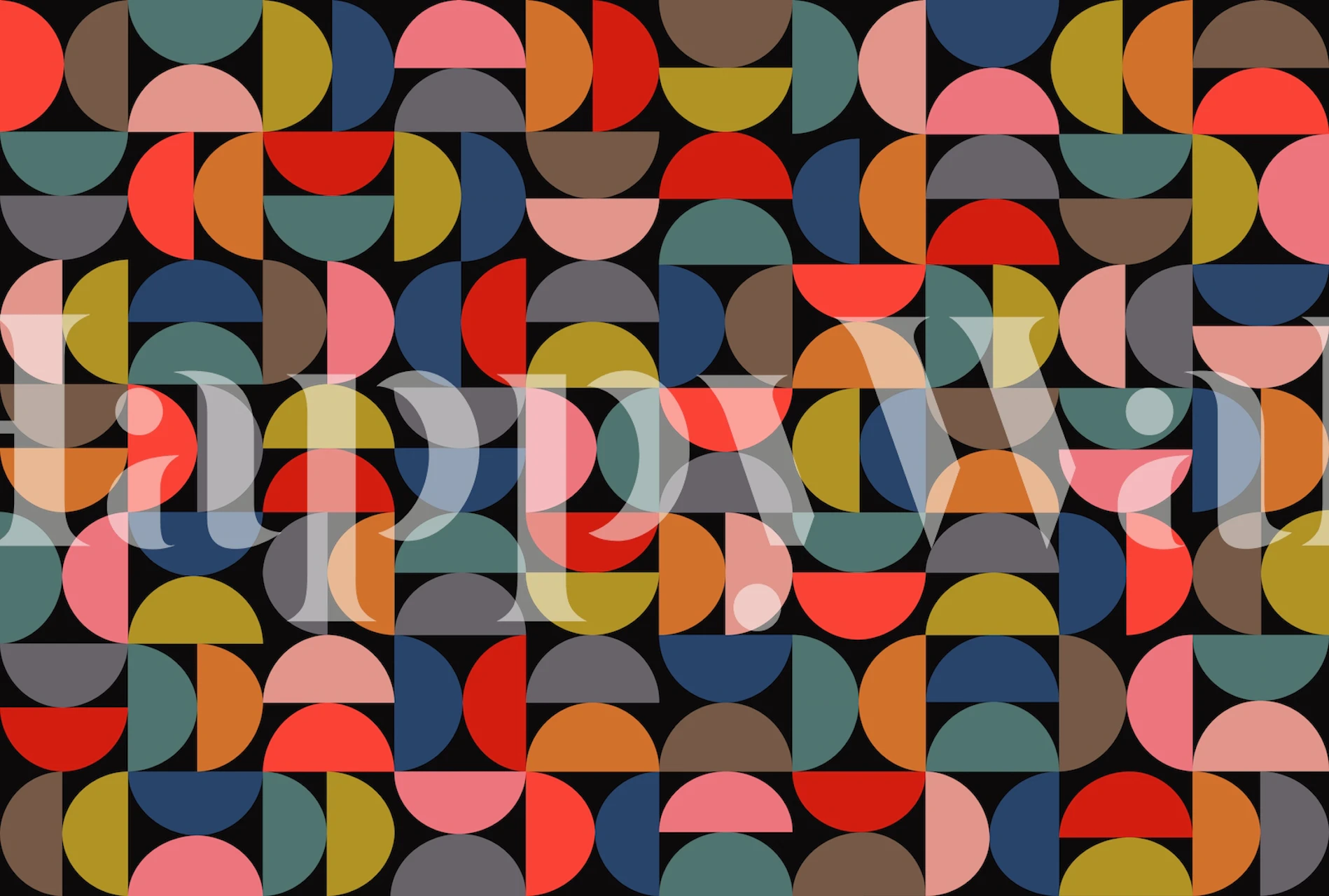 Colored Semi Circles wallpaper displayed on a wall