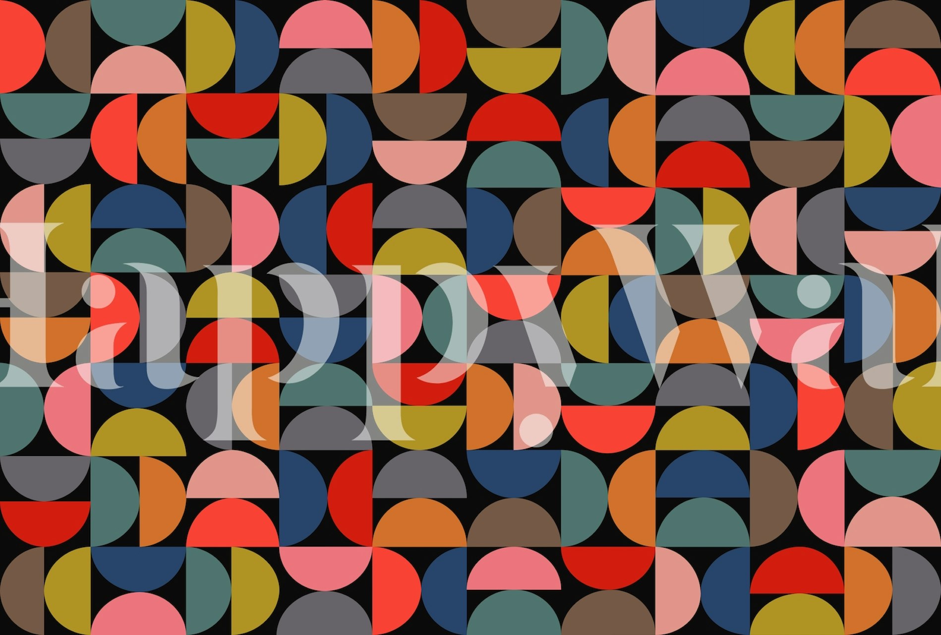 Colored Semi Circles wallpaper displayed on a wall