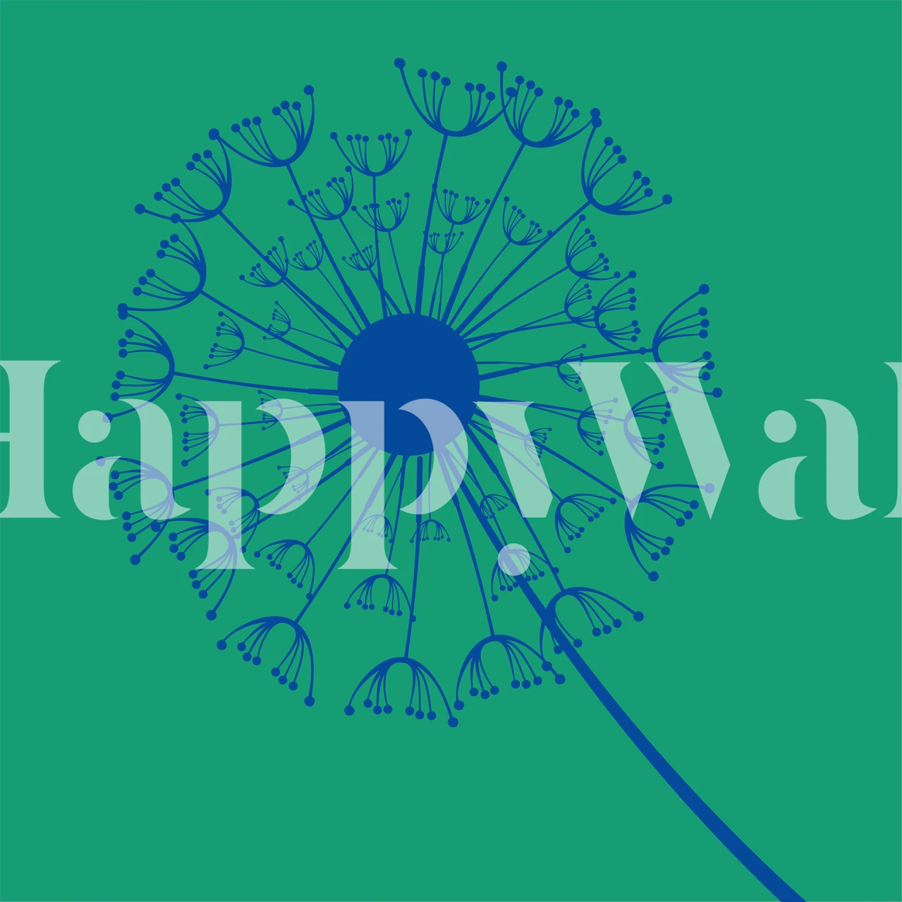 Jumbo Dandelion blue flower wallpaper in a room