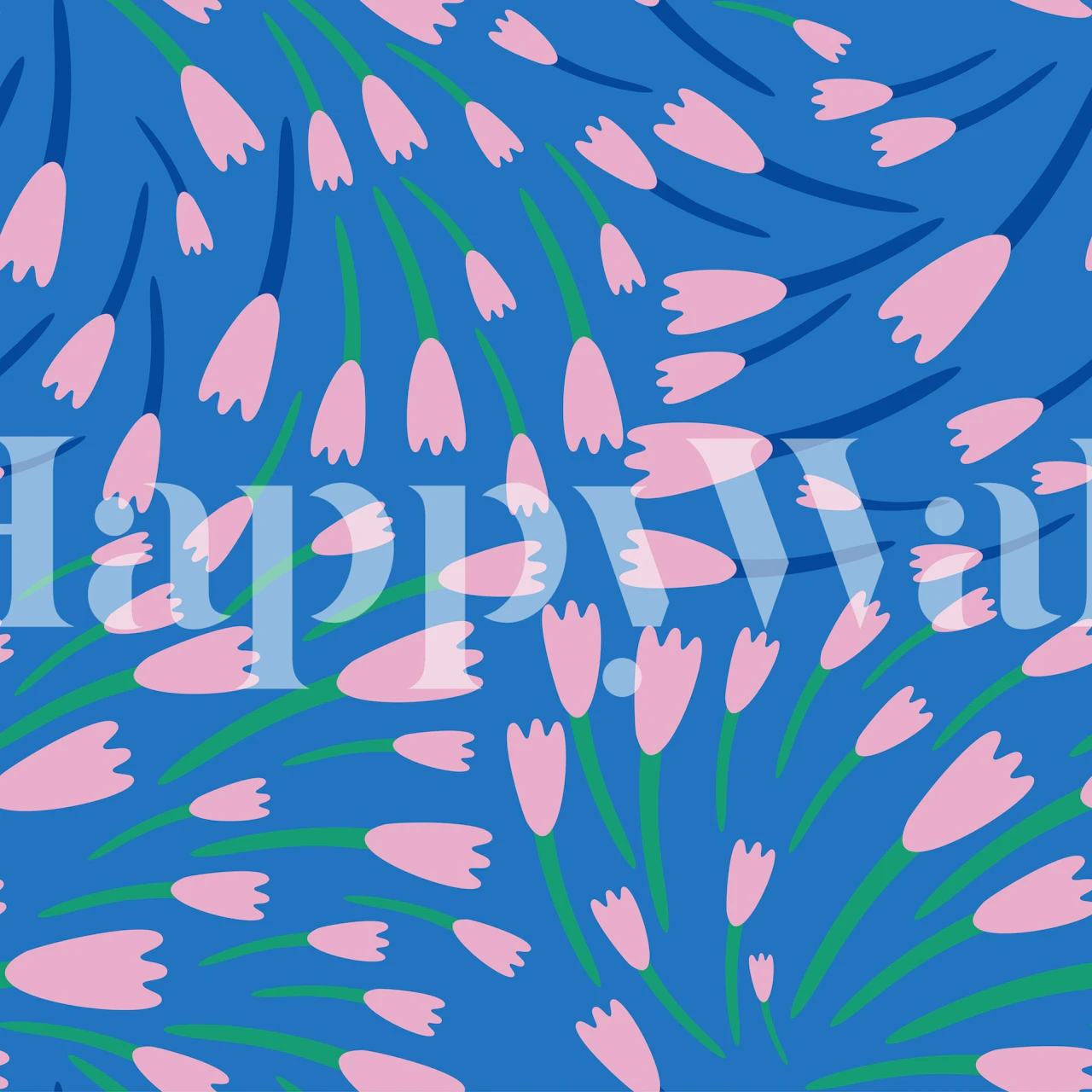 Powder pink tulips behang in een kamer