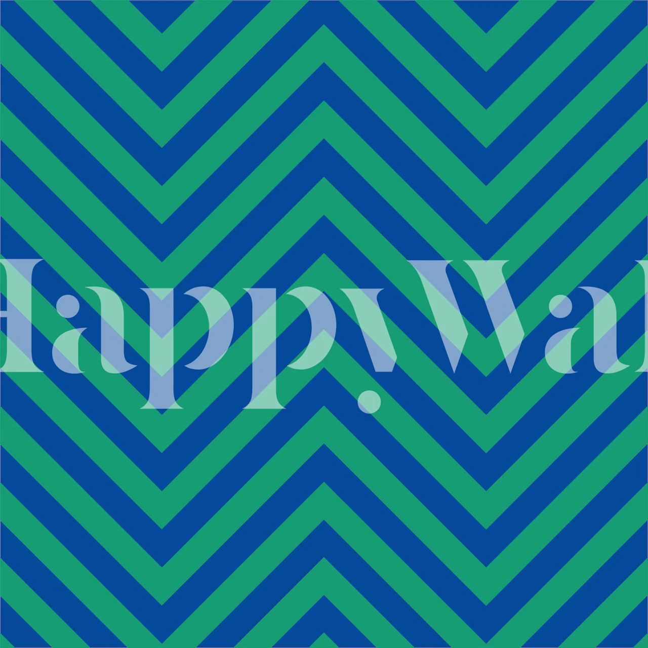 Chevron pattern in navy blue and moss green wallpaper